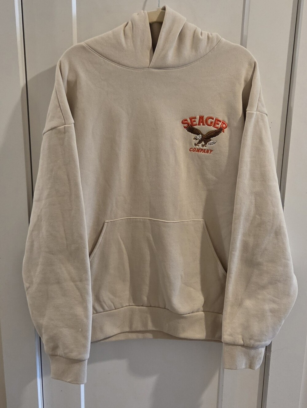 NWT Seager Bald Eagle Heavyweight Bradley Hoodie Sweatshirt - Size Large - Cream